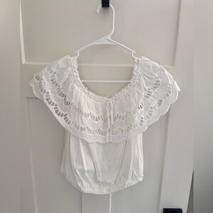 Canon White Women's Blouse with Lace Detail